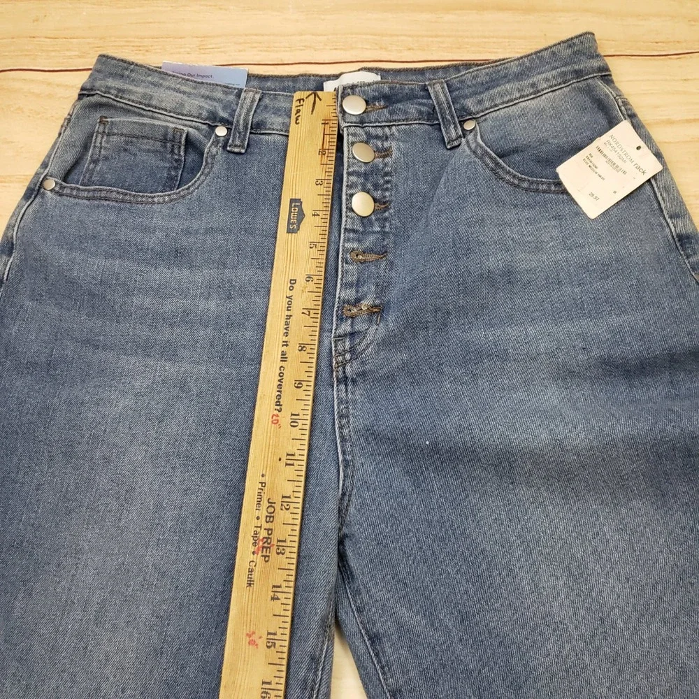 Abound Jeans Women 30 Blue Medium Wash‎ High Rise Button Fly Mom Jeans Denim